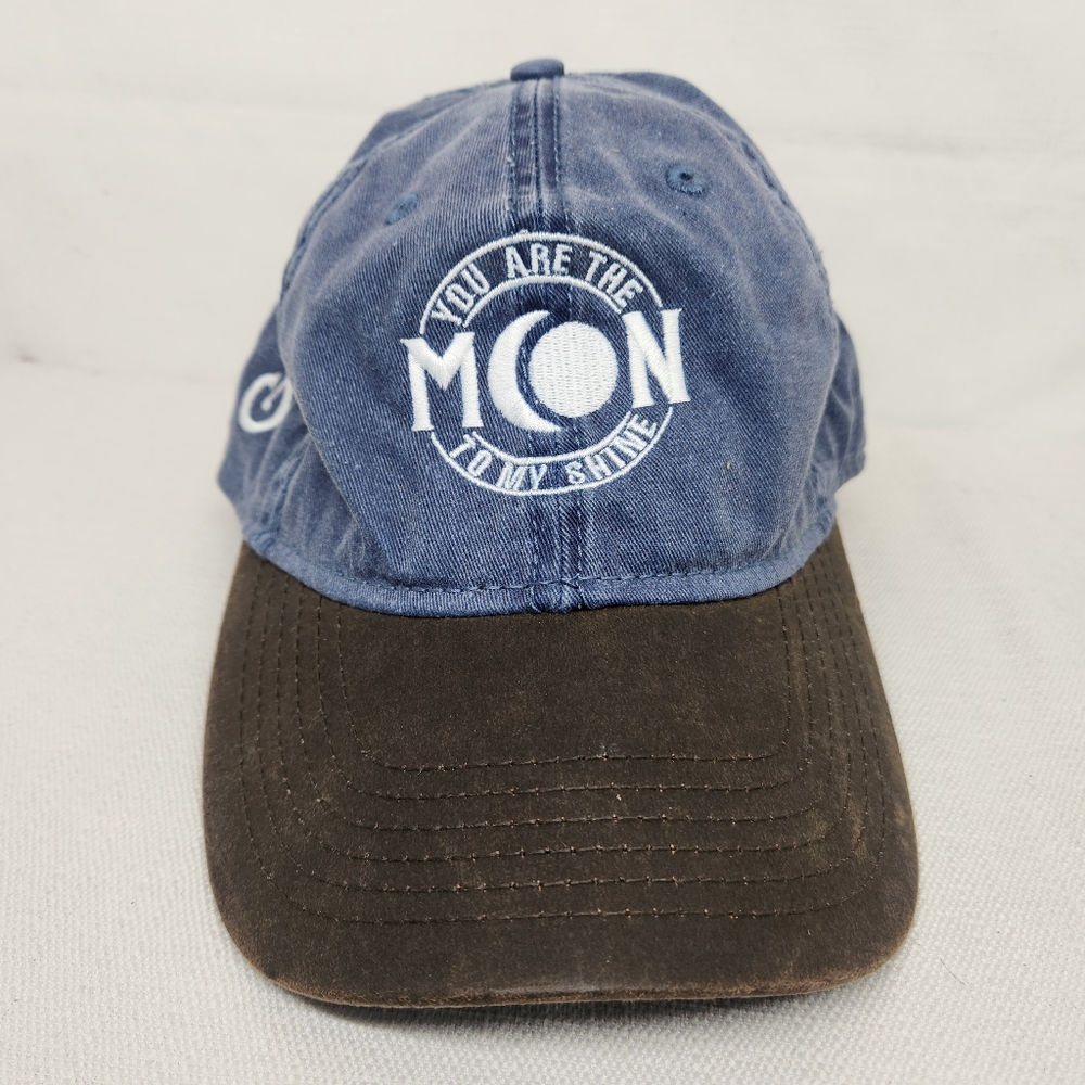 You are the moon to my shine rugged Denim Faux leather baseball cap hat OS